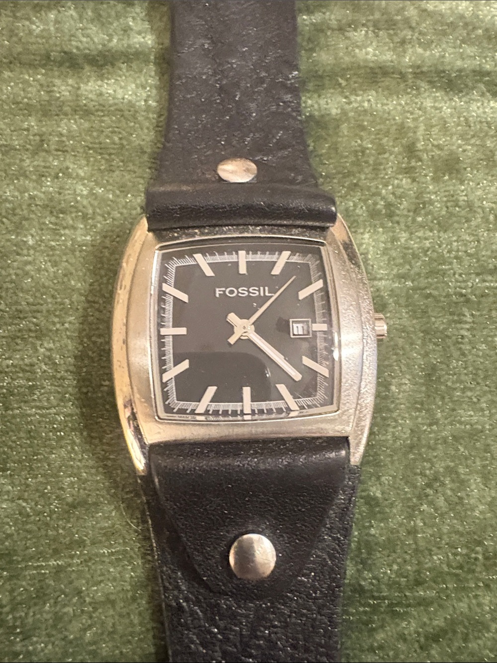 Fossil Black Dial Watch with Silver-Tone Case